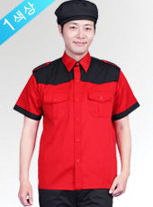 반팔 빨강배색 셔츠(남성용)(SE-111)